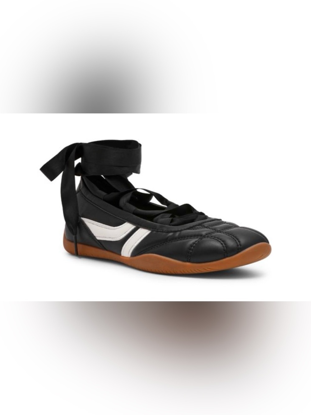 Steve Madden Women's Promise Lace-Up Ballet Sneakers - Black/White Multi